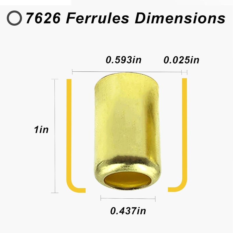 ZGTools 25PCS 7326 Brass Fitting Ferrules, 0.593in ID x 1in Long for Air, Torch, Acetylene Hose Repair - Use With Hose Crimper Tool Kit - Image 2